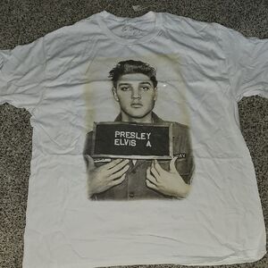 Elvis Presley Mug Shot White Graphic T-Shirt Large L
